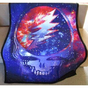 New Grateful Dead Cosmic Steal Your Face Fleece Sherpa Back Gift Throw Blanket